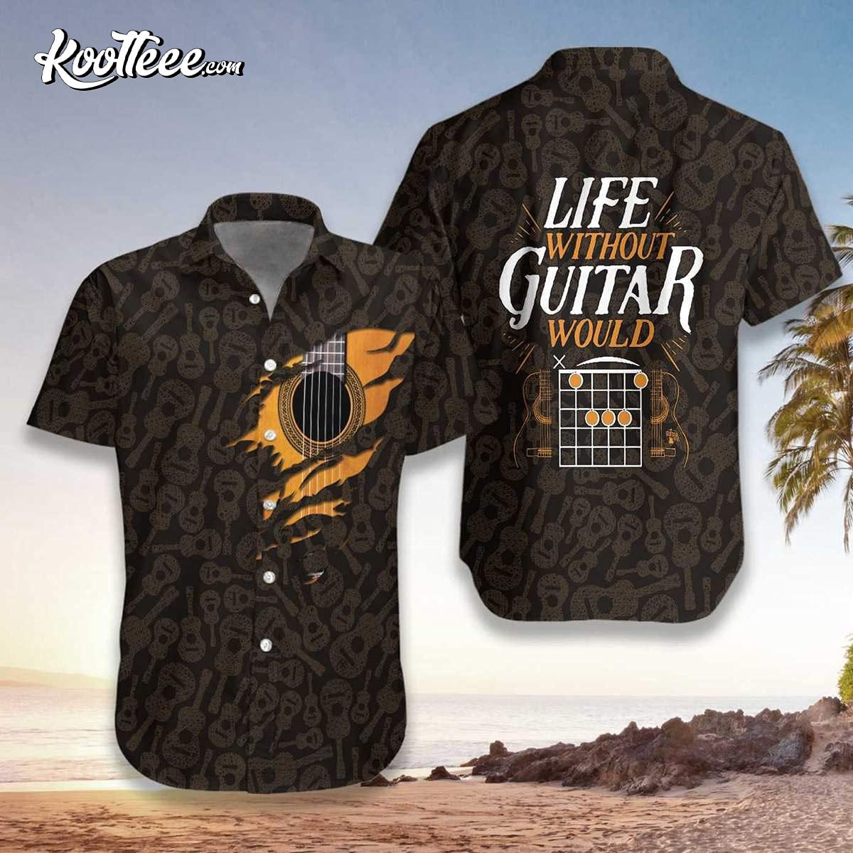 Guitar Brand Button Down Hawaiian - Adult & Kids T-Shirts, Sweatshirts & Hoodies apparel design preview 1