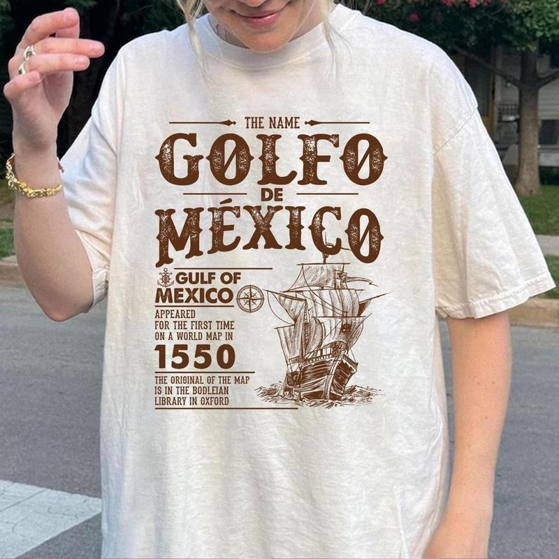 Gulf Mexico Name Origin 1550 Historical Exploration - Adult & Kids T-Shirts, Sweatshirts & Hoodies apparel design preview 1