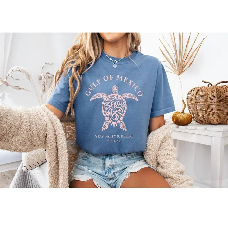 Gulf Mexico Turtle Stay Salty Resist Mom Comfort - Adult & Kids T-Shirts, Sweatshirts & Hoodies apparel design preview 1