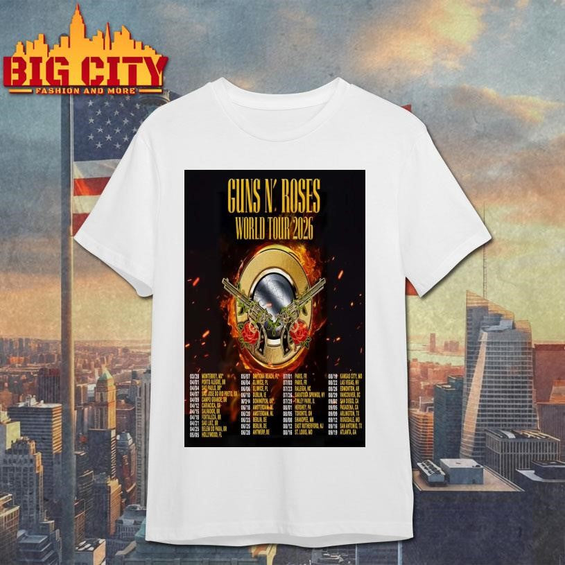 Guns N’ Roses World Tour 2026 Poster - Adult & Kids T-Shirts, Sweatshirts & Hoodies apparel design preview 1