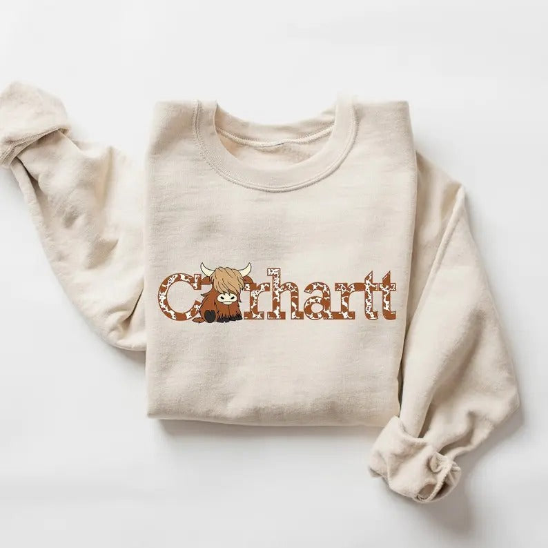 H1ghland Cow Western Farmer Farm Animal Cute - Adult & Kids T-Shirts, Sweatshirts & Hoodies apparel design preview 1