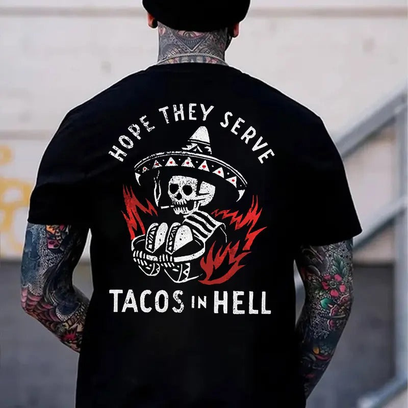 HOPE THEY SERVE TACOS HELL Black Print - Adult & Kids T-Shirts, Sweatshirts & Hoodies apparel design preview 1