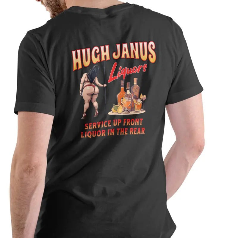 HUGH JANUS LIQUORS Cotton Funny Menswear Soft Top - Adult & Kids T-Shirts, Sweatshirts & Hoodies apparel design preview 1
