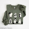 Halloween Cat Ghost Happy Retro Spooky Season Black - Adult & Kids T-Shirts, Sweatshirts & Hoodies apparel design preview 1