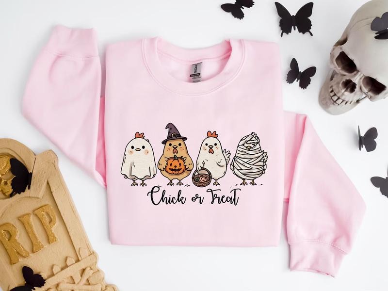 Halloween Chicken Funny Treat Trick Custom - Adult & Kids T-Shirts, Sweatshirts & Hoodies apparel design preview 1