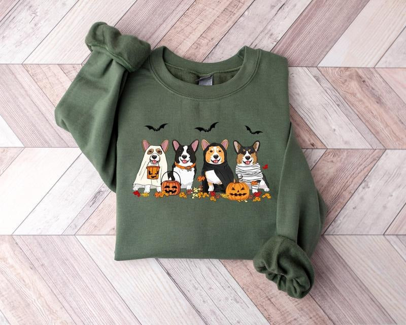 Halloween Dog Corgi Ghost Dogs Mom - Adult & Kids T-Shirts, Sweatshirts & Hoodies apparel design preview 1