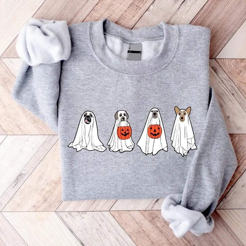 Halloween Dog Funny Ghost Lover Spooky Season - Adult & Kids T-Shirts, Sweatshirts & Hoodies apparel design preview 1