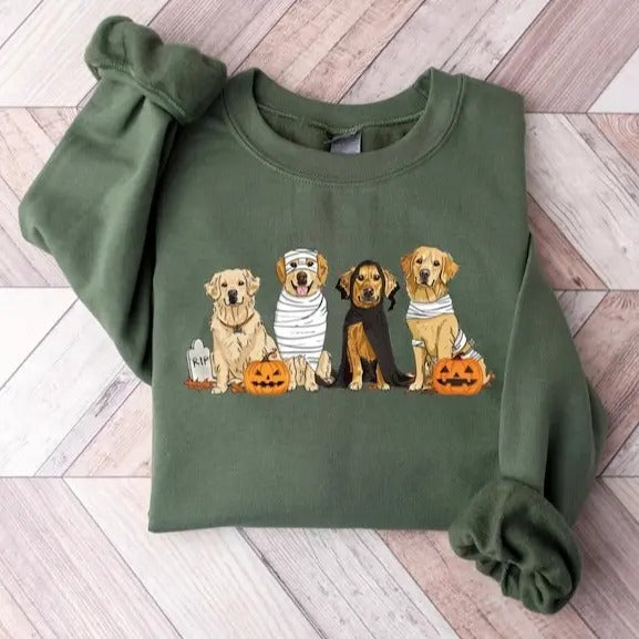 Halloween Dog Golden Retriever Ghost Dogs - Adult & Kids T-Shirts, Sweatshirts & Hoodies apparel design preview 1