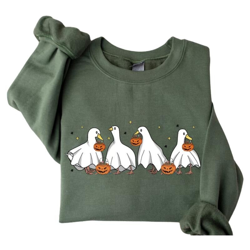 Halloween Ghost Ducks Retro Spooky Season Classic - Adult & Kids T-Shirts, Sweatshirts & Hoodies apparel design preview 1