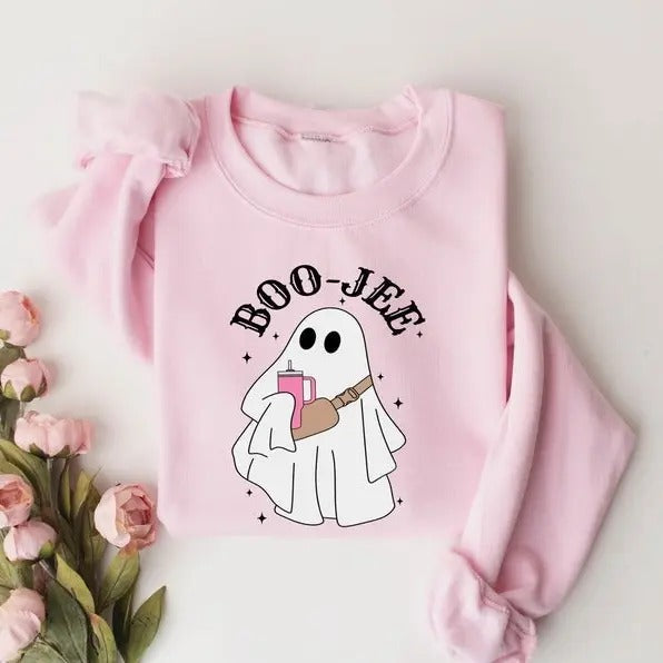 Halloween Ghost Boo Jee Spooky Season - Adult & Kids T-Shirts, Sweatshirts & Hoodies apparel design preview 1