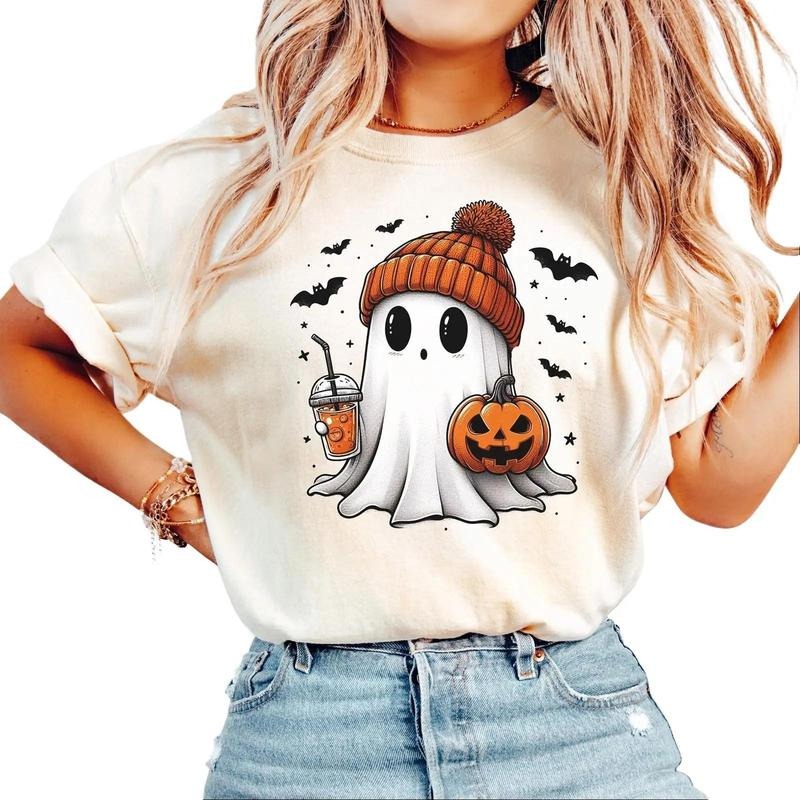 Halloween Ghost Cute Fall Spooky Season Comfort - Adult & Kids T-Shirts, Sweatshirts & Hoodies apparel design preview 1
