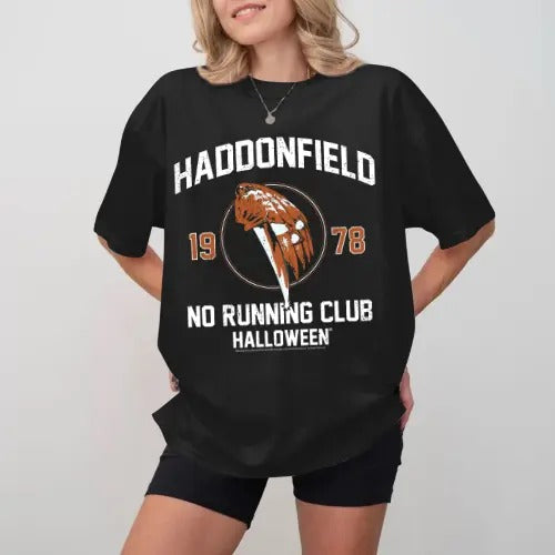 Halloween Haddonfield No Running Club Ironic Horror - Adult & Kids T-Shirts, Sweatshirts & Hoodies apparel design preview 1