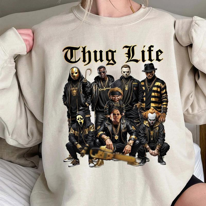 Halloween Horror Characters THUGLIFE - Adult & Kids T-Shirts, Sweatshirts & Hoodies apparel design preview 1