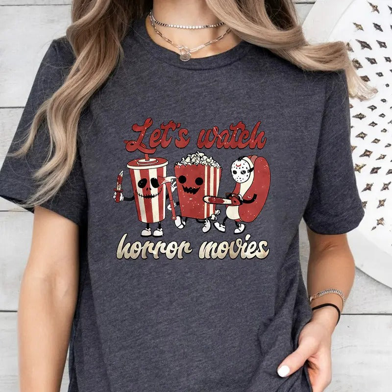 Halloween Let'S Watch Horror Movies Scary Movie - Adult & Kids T-Shirts, Sweatshirts & Hoodies apparel design preview 1