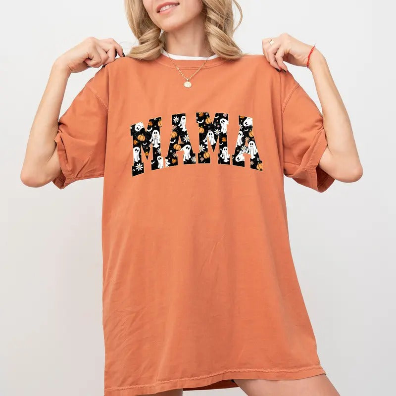 Halloween Mama Cute Ghost Mom Momster Unhinged Spooky - Adult & Kids T-Shirts, Sweatshirts & Hoodies apparel design preview 1