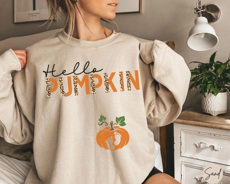 Halloween Maternity Hello Pumpkin Fall Pregnancy - Adult & Kids T-Shirts, Sweatshirts & Hoodies apparel design preview 1