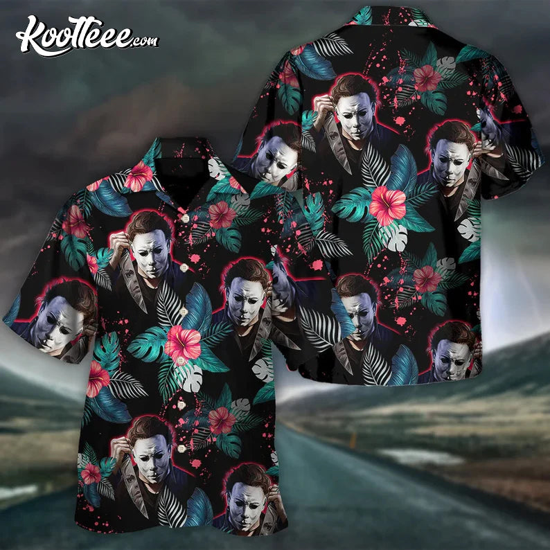 Halloween Michael Myers Tropical Style Hawaiian - Adult & Kids T-Shirts, Sweatshirts & Hoodies apparel design preview 1
