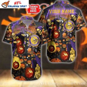 Halloween Night Vikings Spooky Pumpkin Hawaiian - Adult & Kids T-Shirts, Sweatshirts & Hoodies apparel design preview 1