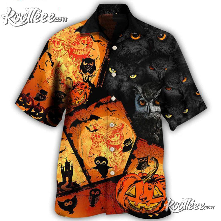 Halloween Owl Pumpkin Scary Trendy Aloha Hawaiian - Adult & Kids T-Shirts, Sweatshirts & Hoodies apparel design preview 1