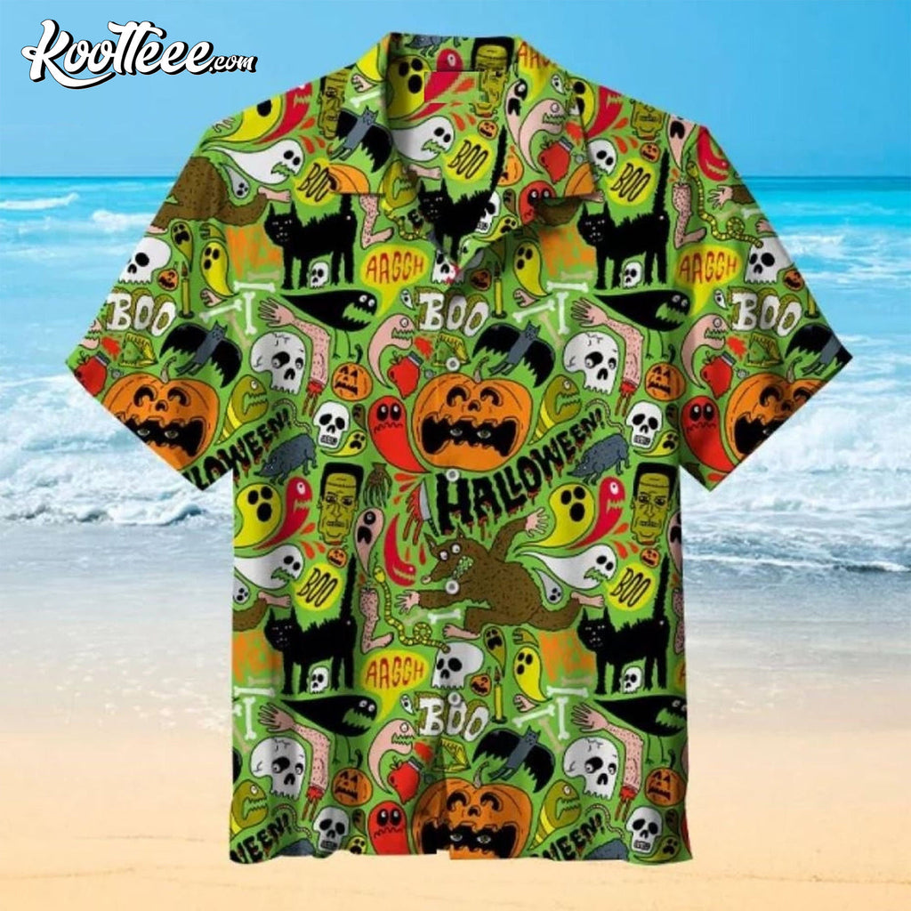 Halloween Party Pattern Hawaiian - Adult & Kids T-Shirts, Sweatshirts & Hoodies apparel design preview 1