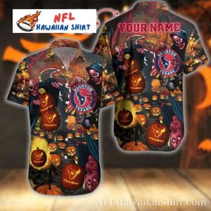 Halloween Pumpkins And Ghosts Houston Texans Hawaiian - Adult & Kids T-Shirts, Sweatshirts & Hoodies apparel design preview 1