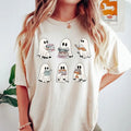 Halloween Retro Ghosts Reading Books Teacher - Adult & Kids T-Shirts, Sweatshirts & Hoodies apparel design preview 1