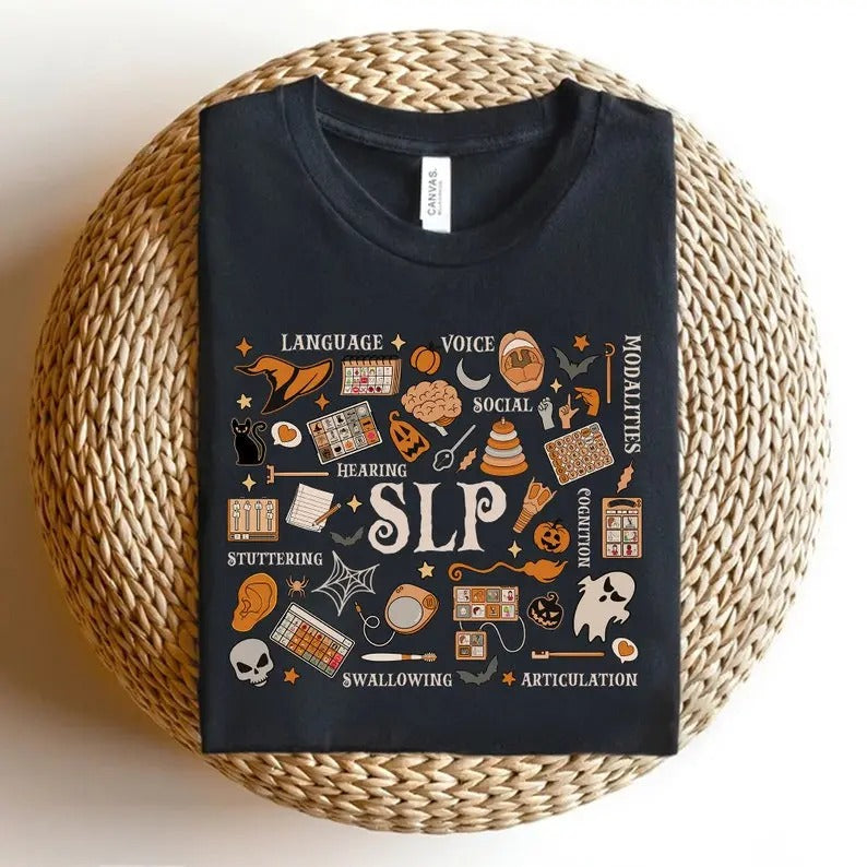 Halloween Speech Therapy Therapist SLP Language - Adult & Kids T-Shirts, Sweatshirts & Hoodies apparel design preview 1