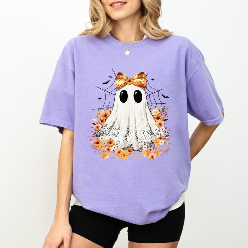 Halloween Spooky Ghost Comfort Colors Retro Coquette - Adult & Kids T-Shirts, Sweatshirts & Hoodies apparel design preview 1