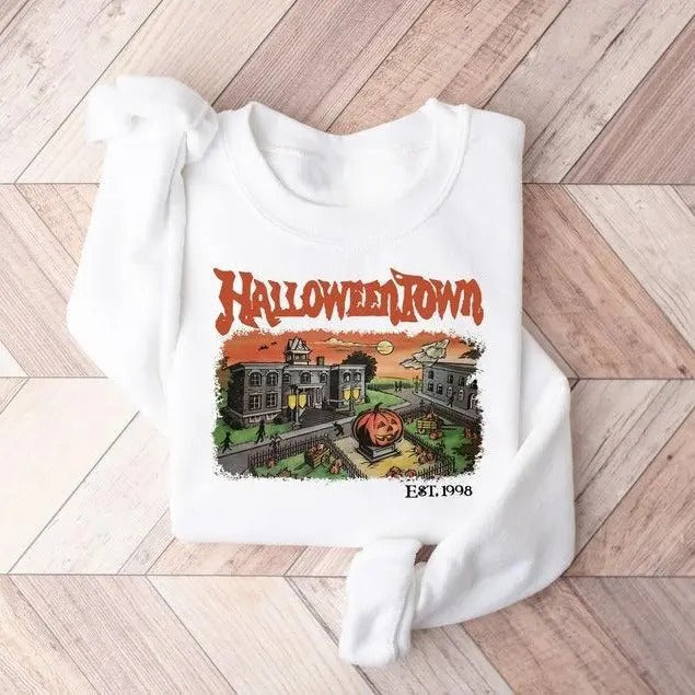 Halloweentown Est 1998 University Retro Halloween - Adult & Kids T-Shirts, Sweatshirts & Hoodies apparel design preview 1