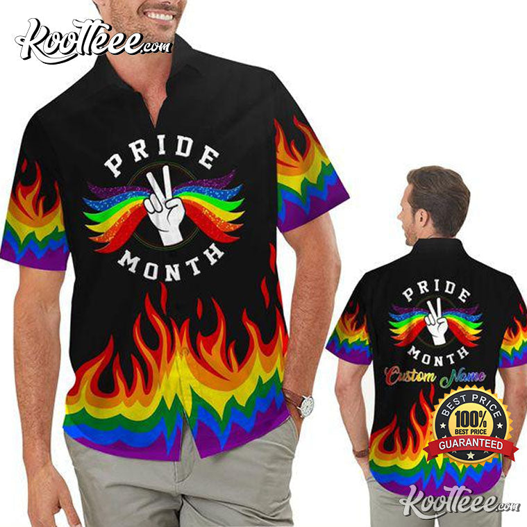 Hand Rainbow LGBT Flag Tropical Floral Hawaiian - Adult & Kids T-Shirts, Sweatshirts & Hoodies apparel design preview 1