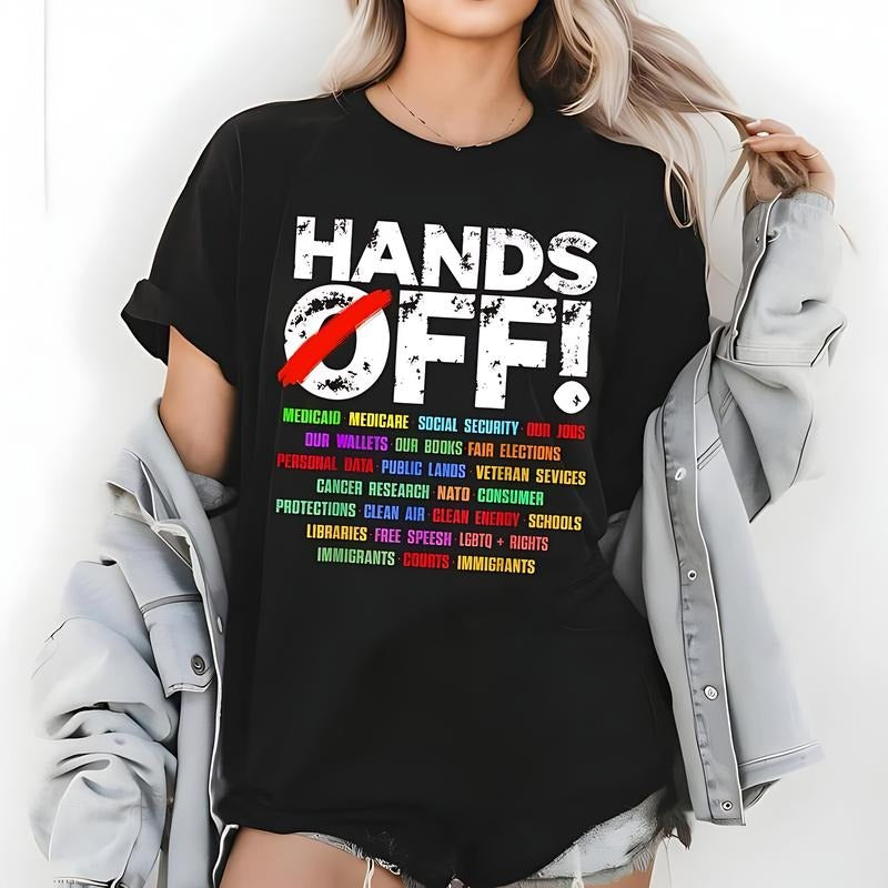Hands Off Protest Vintagee Political - Adult & Kids T-Shirts, Sweatshirts & Hoodies apparel design preview 1