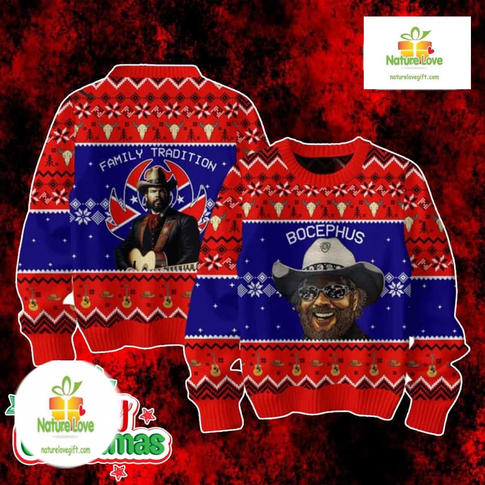 Hank Williams Jr Bocephus Family Tradition Ugly Christmas Sweater - Holiday Gift product image