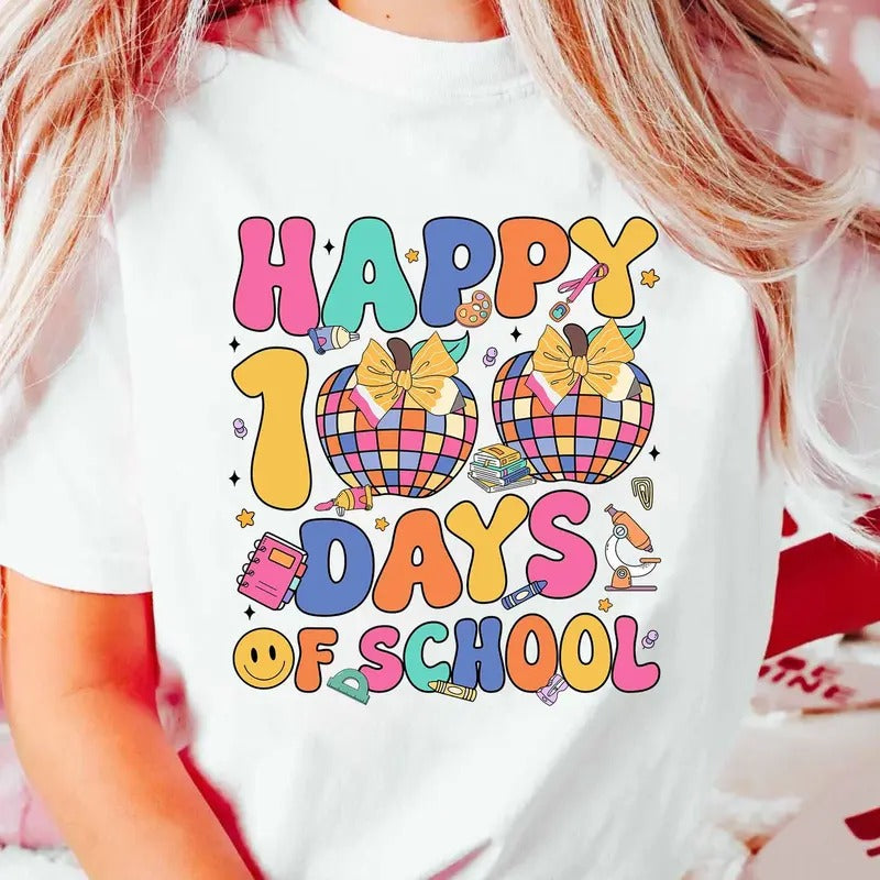 Happy 100 Days School Day 100th Celebration Student - Adult & Kids T-Shirts, Sweatshirts & Hoodies apparel design preview 1