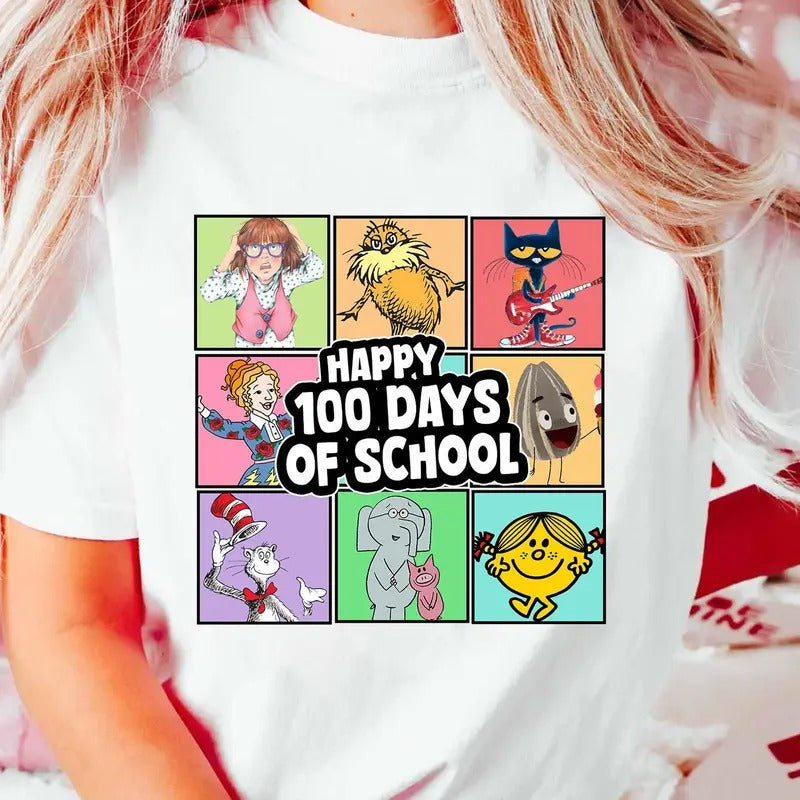 Happy 100 Days School Children'S Books Back Preschool - Adult & Kids T-Shirts, Sweatshirts & Hoodies apparel design preview 1