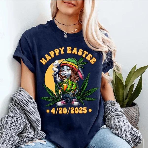 Happy 420 Easter Day Bunny Smooking Weed - Adult & Kids T-Shirts, Sweatshirts & Hoodies apparel design preview 1