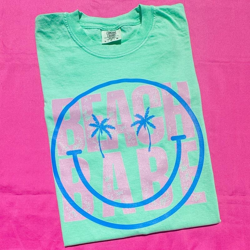 Happy Beach Babe Comfort Colors 'NLB' - Adult & Kids T-Shirts, Sweatshirts & Hoodies apparel design preview 1