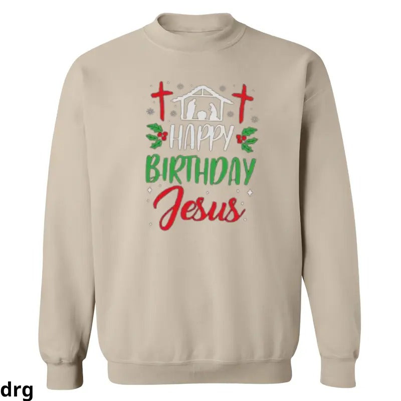 Happy Jesus Christian Nativity Scene Festive Cozy - Adult & Kids T-Shirts, Sweatshirts & Hoodies apparel design preview 1