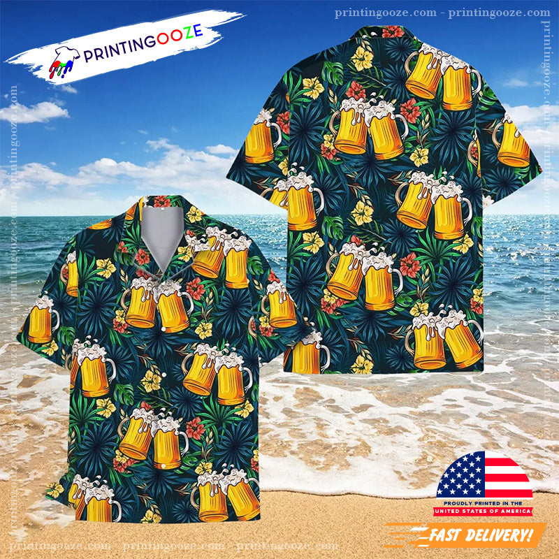 Happy Drink Beer Day Tropical Tree Hawaiian - Adult & Kids T-Shirts, Sweatshirts & Hoodies apparel design preview 1