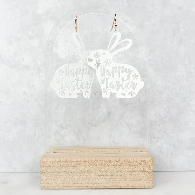 Happy Easter Bunny Earrings - Adult & Kids T-Shirts, Sweatshirts & Hoodies apparel design preview 1