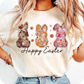 Happy Easter Bunny Floral Retro Spring Girly Coquette - Adult & Kids T-Shirts, Sweatshirts & Hoodies apparel design preview 1