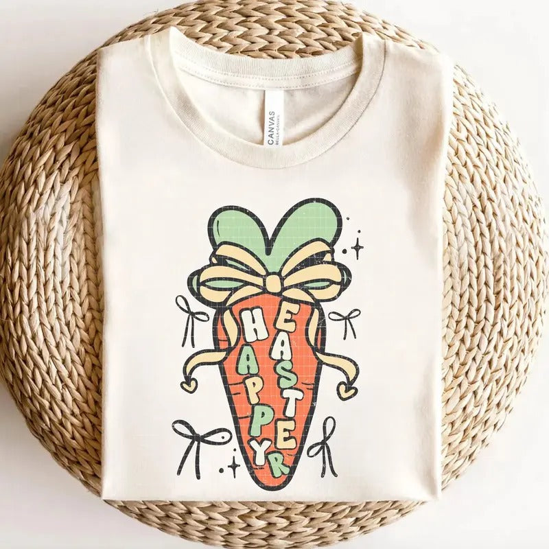 Happy Easter Coquette Carrot DTF Transfers THIS IS - Adult & Kids T-Shirts, Sweatshirts & Hoodies apparel design preview 1