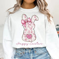 Happy Easter Pink Floral Chinoiserie Bunny Toile - Adult & Kids T-Shirts, Sweatshirts & Hoodies apparel design preview 1
