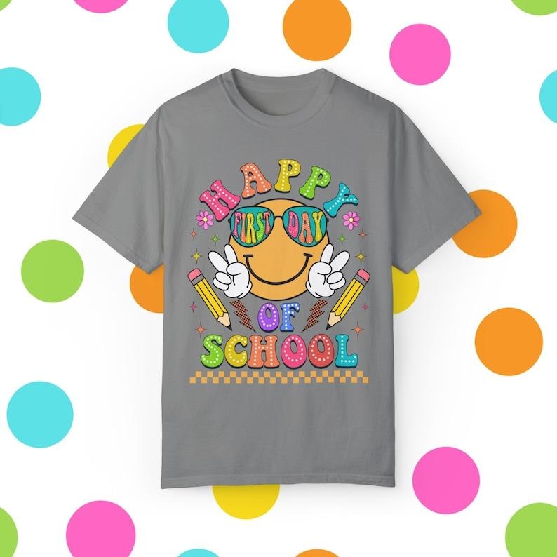 Happy First Day School Teacher Back 1st - Adult & Kids T-Shirts, Sweatshirts & Hoodies apparel design preview 1