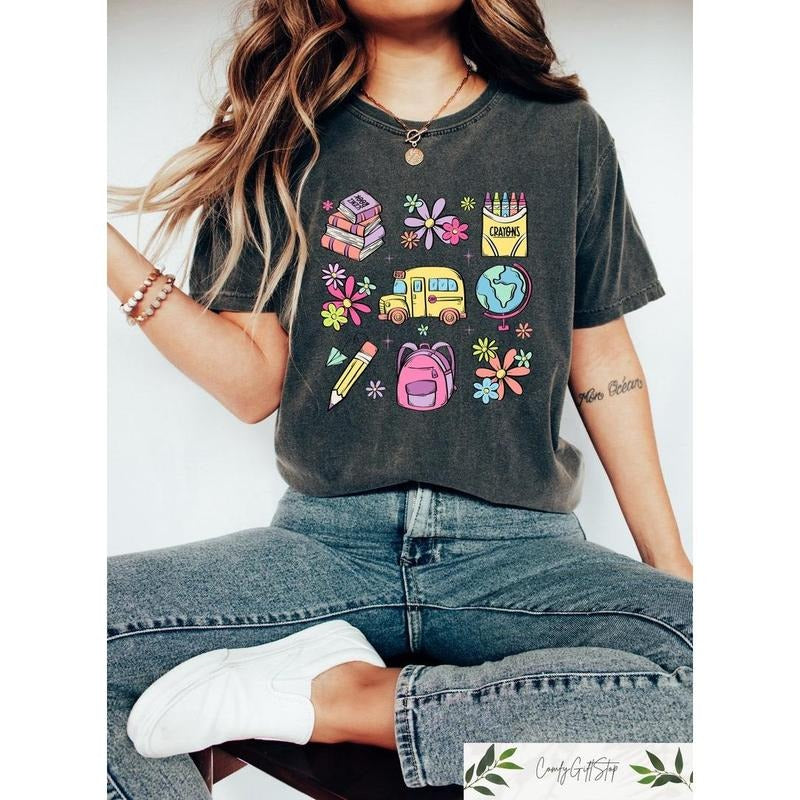 Happy First Day School Teacher Teachers Kindergarten - Adult & Kids T-Shirts, Sweatshirts & Hoodies apparel design preview 1