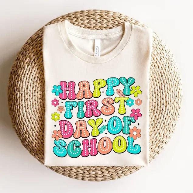 Happy First Day School Teacher Teachers Kindergarten - Adult & Kids T-Shirts, Sweatshirts & Hoodies apparel design preview 1