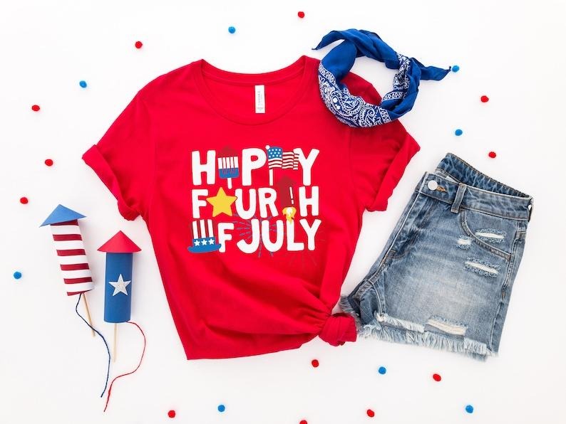 Happy Fourth July 4th Independence Day Retro America - Adult & Kids T-Shirts, Sweatshirts & Hoodies apparel design preview 1