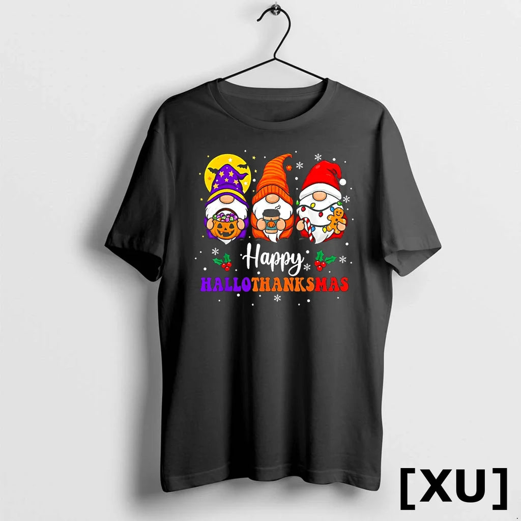 Happy Hallothanksmas Gnomes Lover Halloween Merry - Adult & Kids T-Shirts, Sweatshirts & Hoodies apparel design preview 1