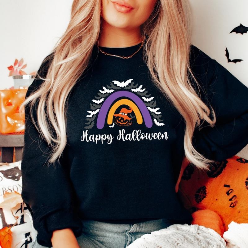 Happy Halloween Matching Rainbow Spooky Pumpkin - Adult & Kids T-Shirts, Sweatshirts & Hoodies apparel design preview 1
