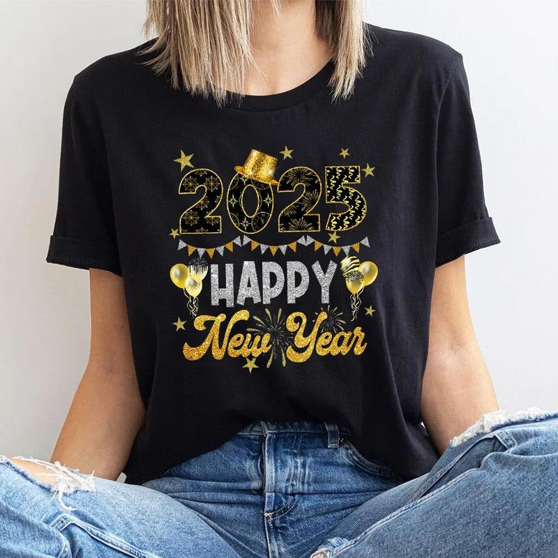 Happy New Year Party 2025 Pure Cotton Casual Street - Adult & Kids T-Shirts, Sweatshirts & Hoodies apparel design preview 1