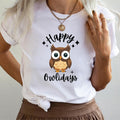 Happy Owlidays Owl Lover Funny Bird Holidays - Adult & Kids T-Shirts, Sweatshirts & Hoodies apparel design preview 1